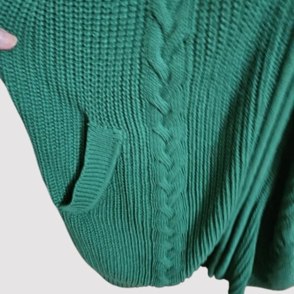 WOMAN WITHIN Emerald Green Zip Front Cable Cardigan Sweater Plus Size 2X 26W 28W - Picture 3 of 9